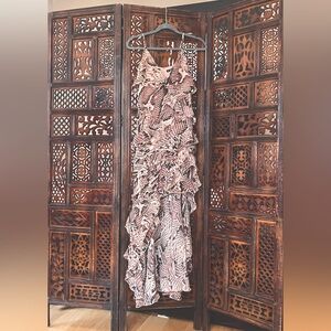New Boston Proper Animal Print Snakeskin Ruffle Maxi Dress 4 US. Never Worn